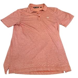 Travis Mathews Polo Shirt Mens Light Red Blue Top Ridge Embroidery Cotton Size M